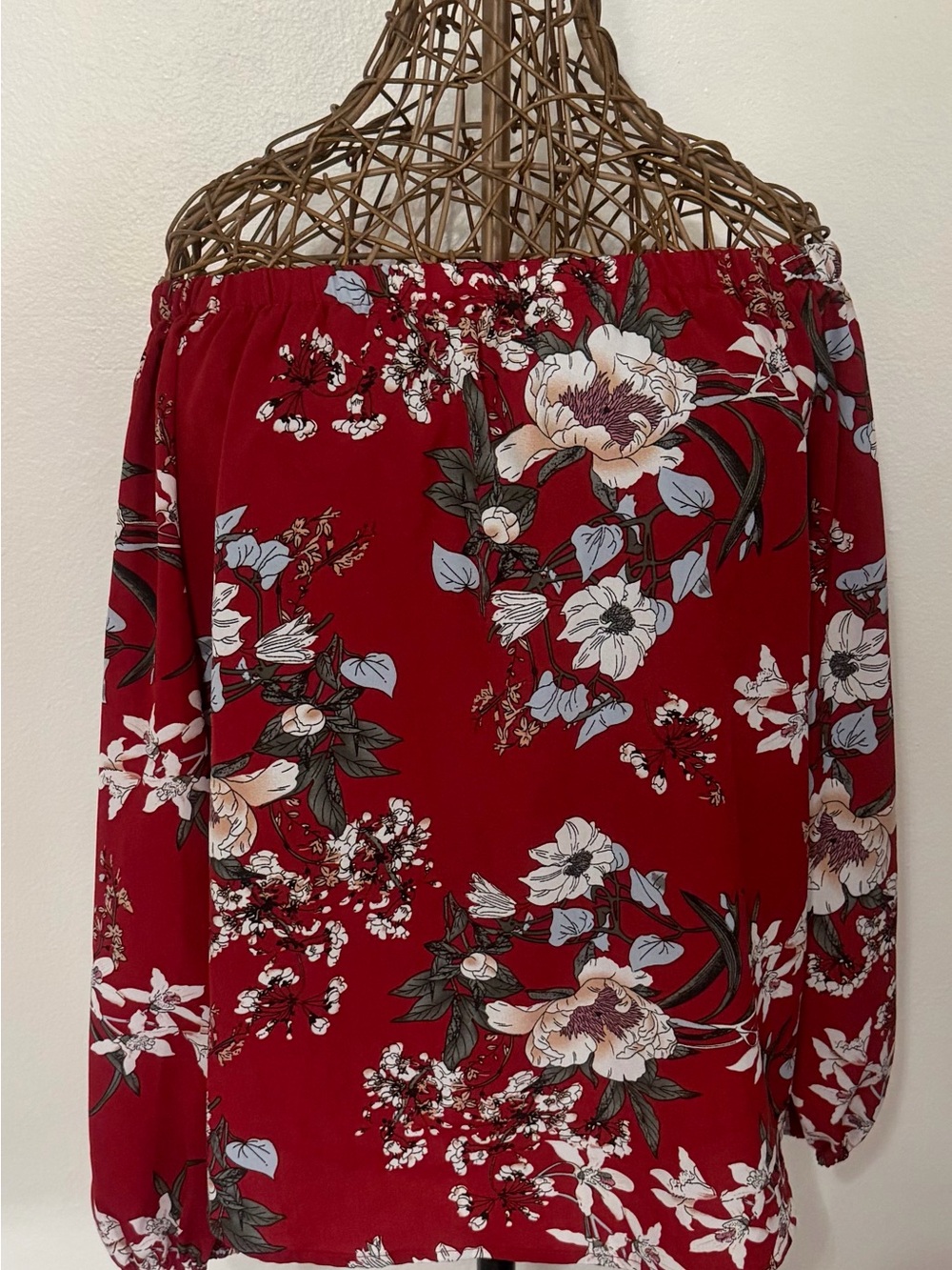 SHEIN Red Floral Off-Shoulder Skirt